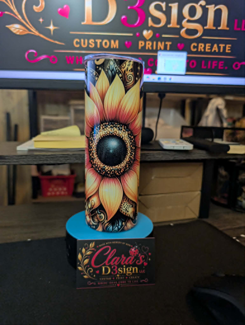 Sunflower Leopard 20oz Skinny Tumbler