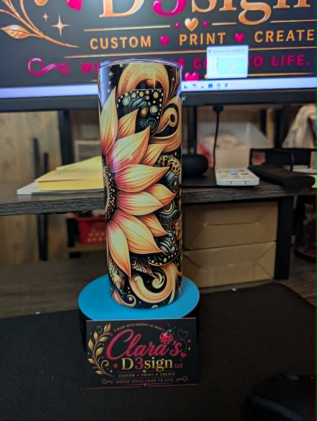 Sunflower Leopard 20oz Skinny Tumbler