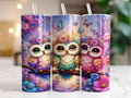 Floral Owl Family 20oz Skinny Tumbler with Butterflies | Cute Owl Gift