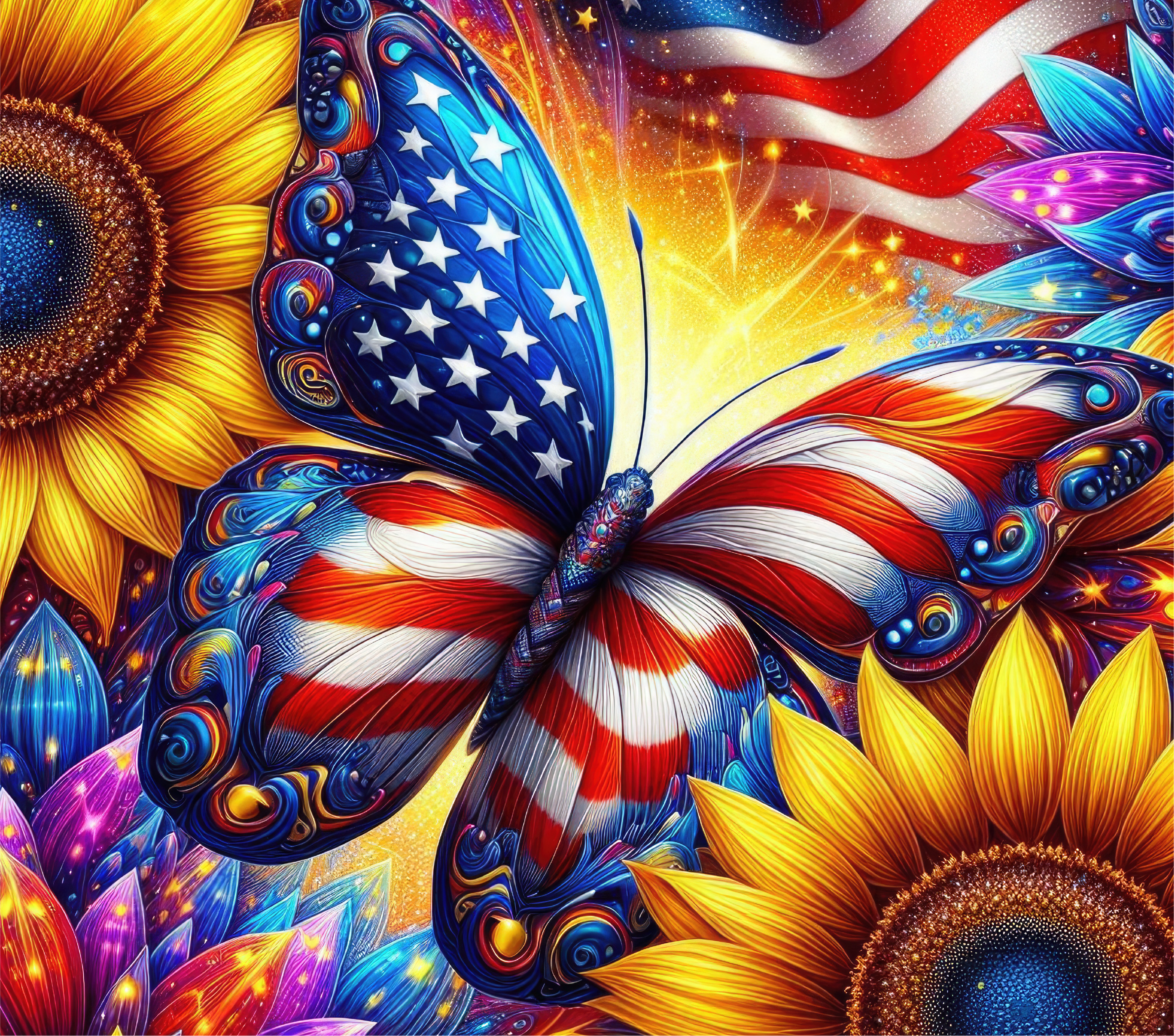 Butterfly Flag Sunflower 20oz Tumbler